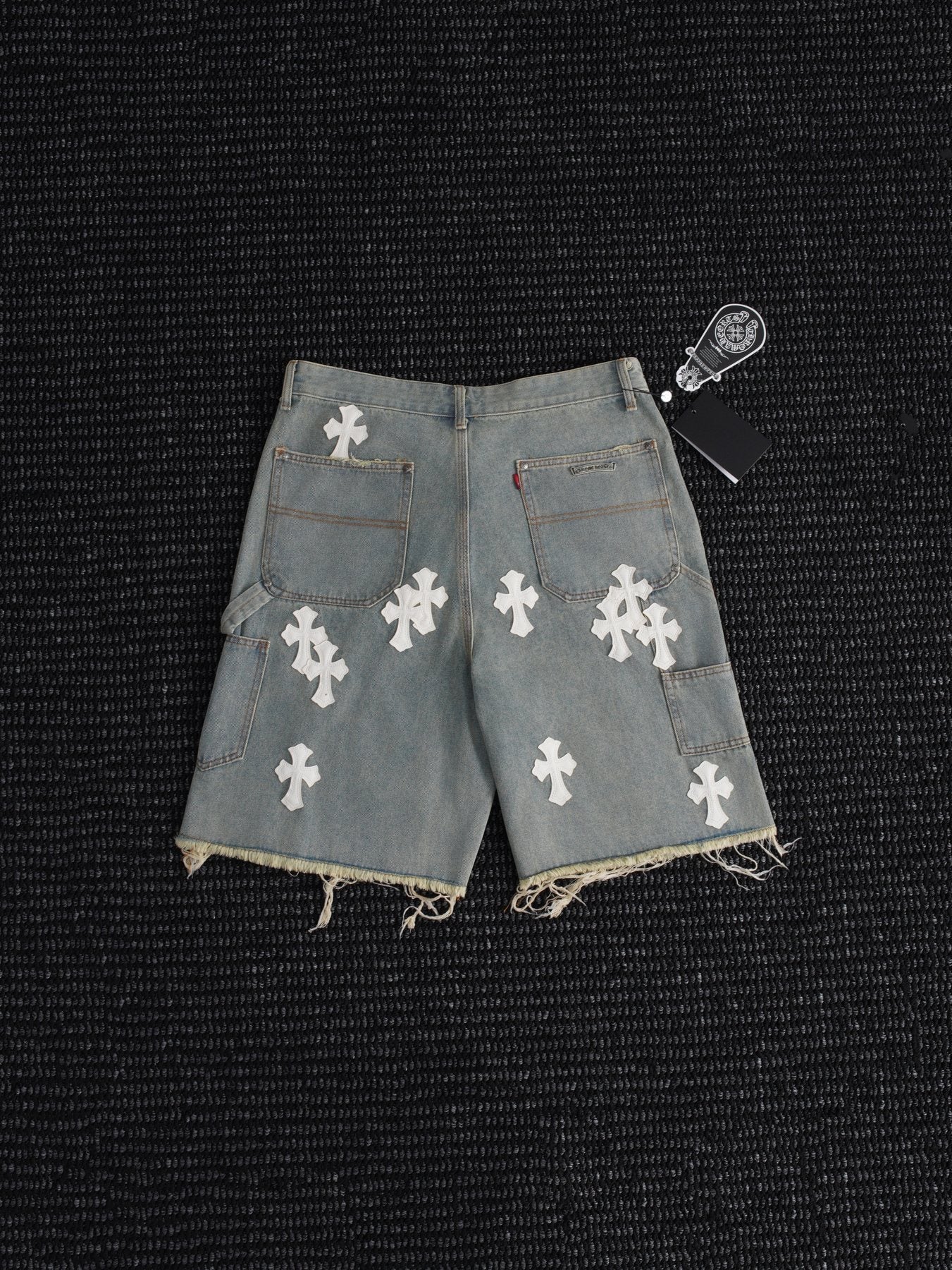 Chrome Hearts Cross Patch Light Blue Denim Shorts — back