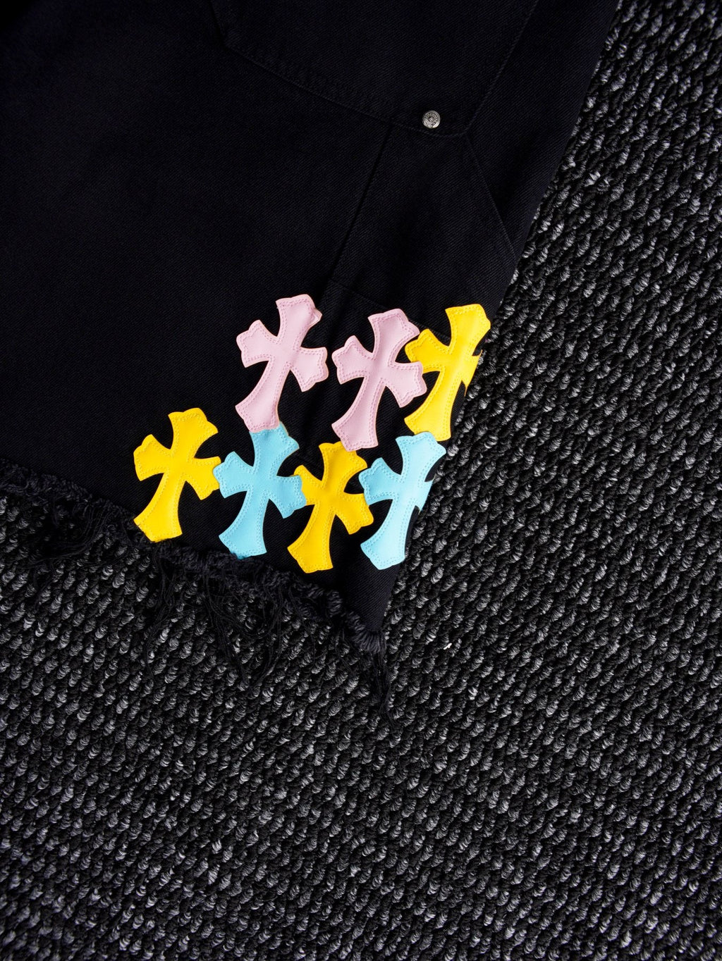 Chrome Hearts Cross Appliqué Black Shorts — detail