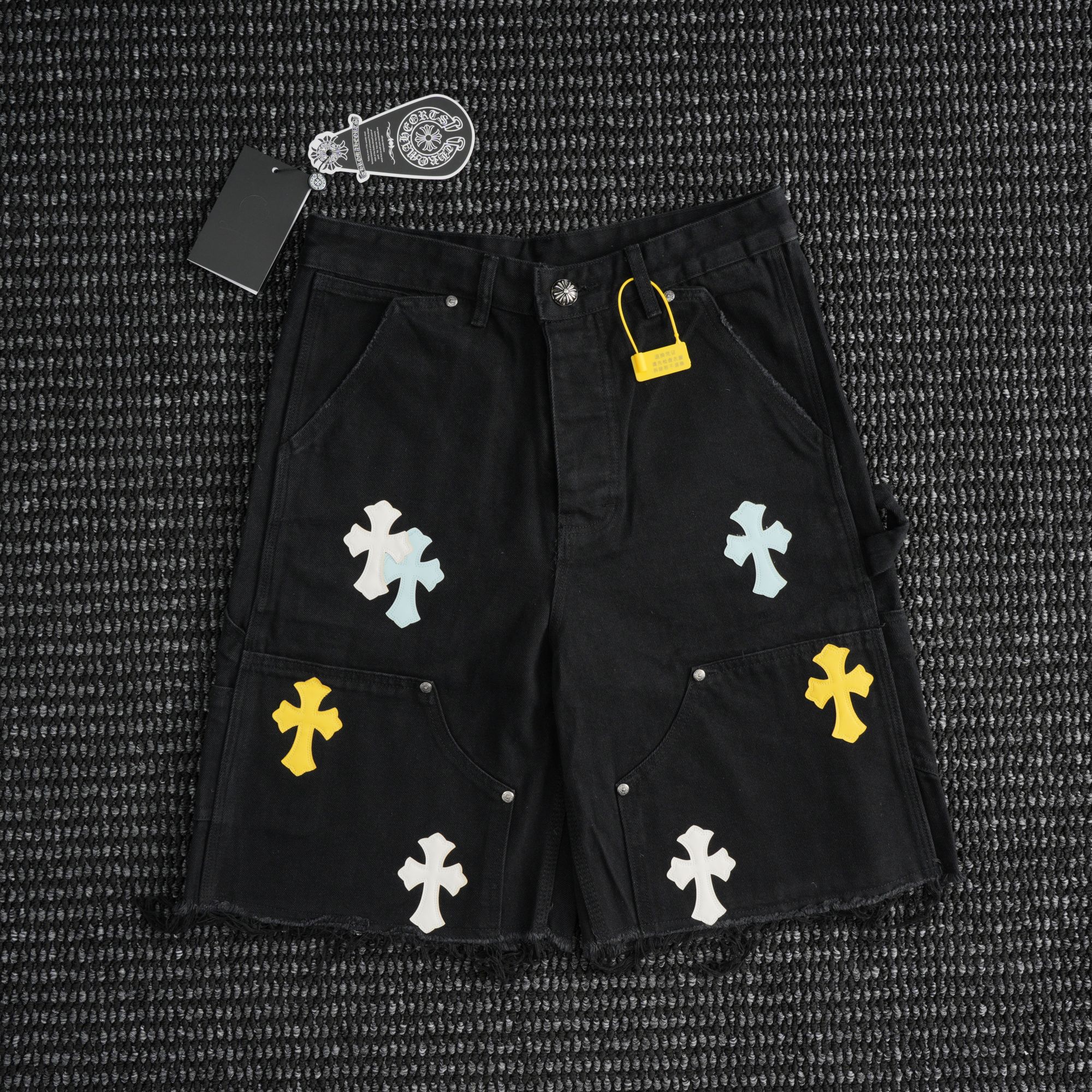 Chrome Hearts Cross Applique Black Denim Shorts — hero