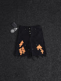 Chrome Hearts Orange Cross Patch Denim-Style Shorts — hero
