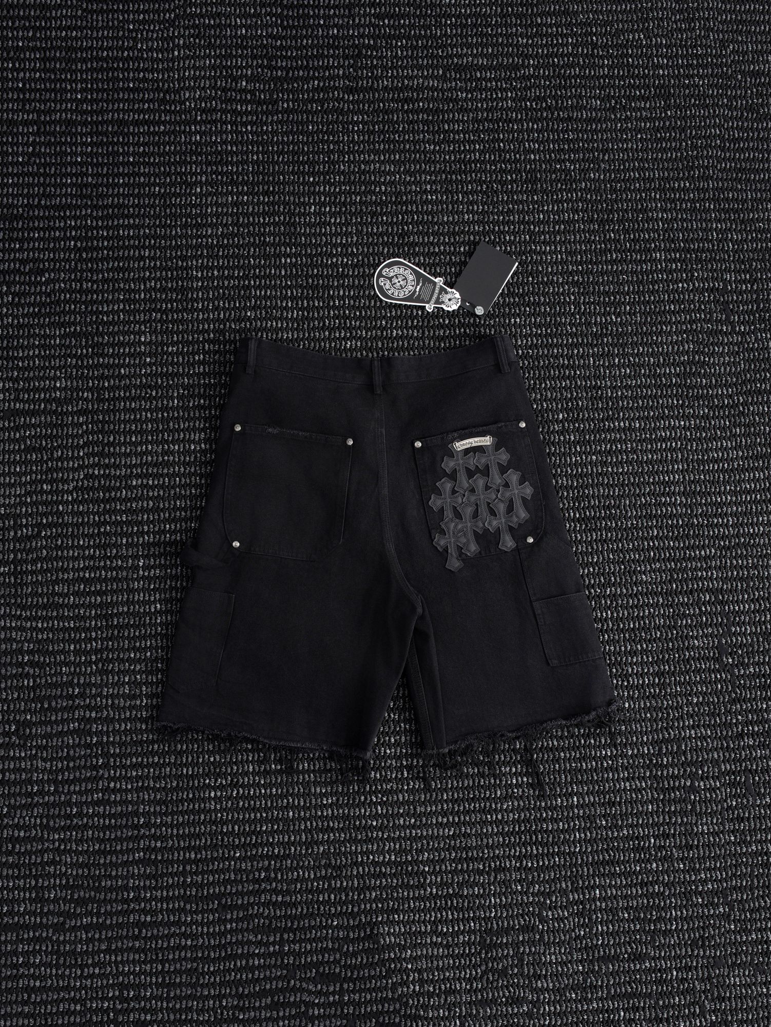 Chrome Hearts Black Graphic Appliqué Denim Cargo Shorts — hero