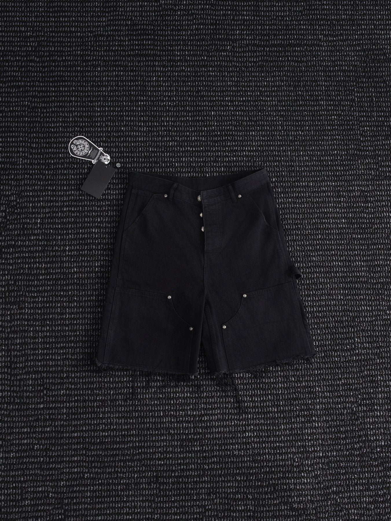 Chrome Hearts Black Graphic Appliqué Denim Cargo Shorts — back