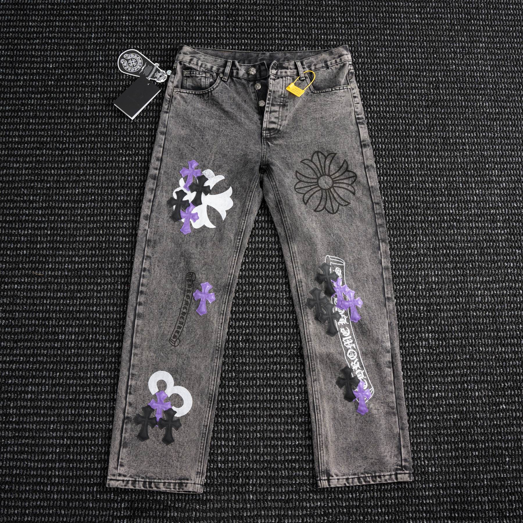 Chrome Hearts Gray Graphic Washed Jeans — hero