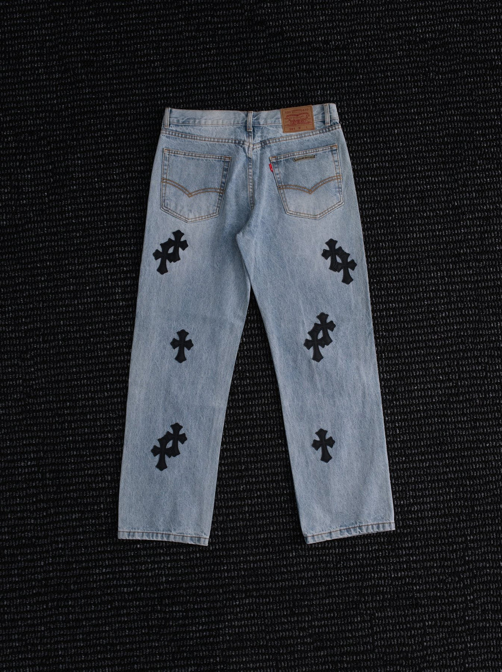 Chrome Hearts Light Blue Cross Patch Jeans — back