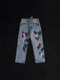 Chrome Hearts Light Blue Cross Patch Jeans — hero