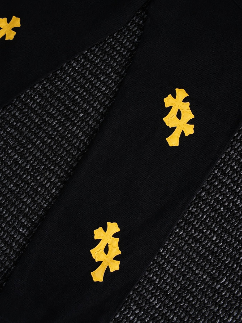Chrome Hearts Yellow Cross Patch Black Jeans — detail