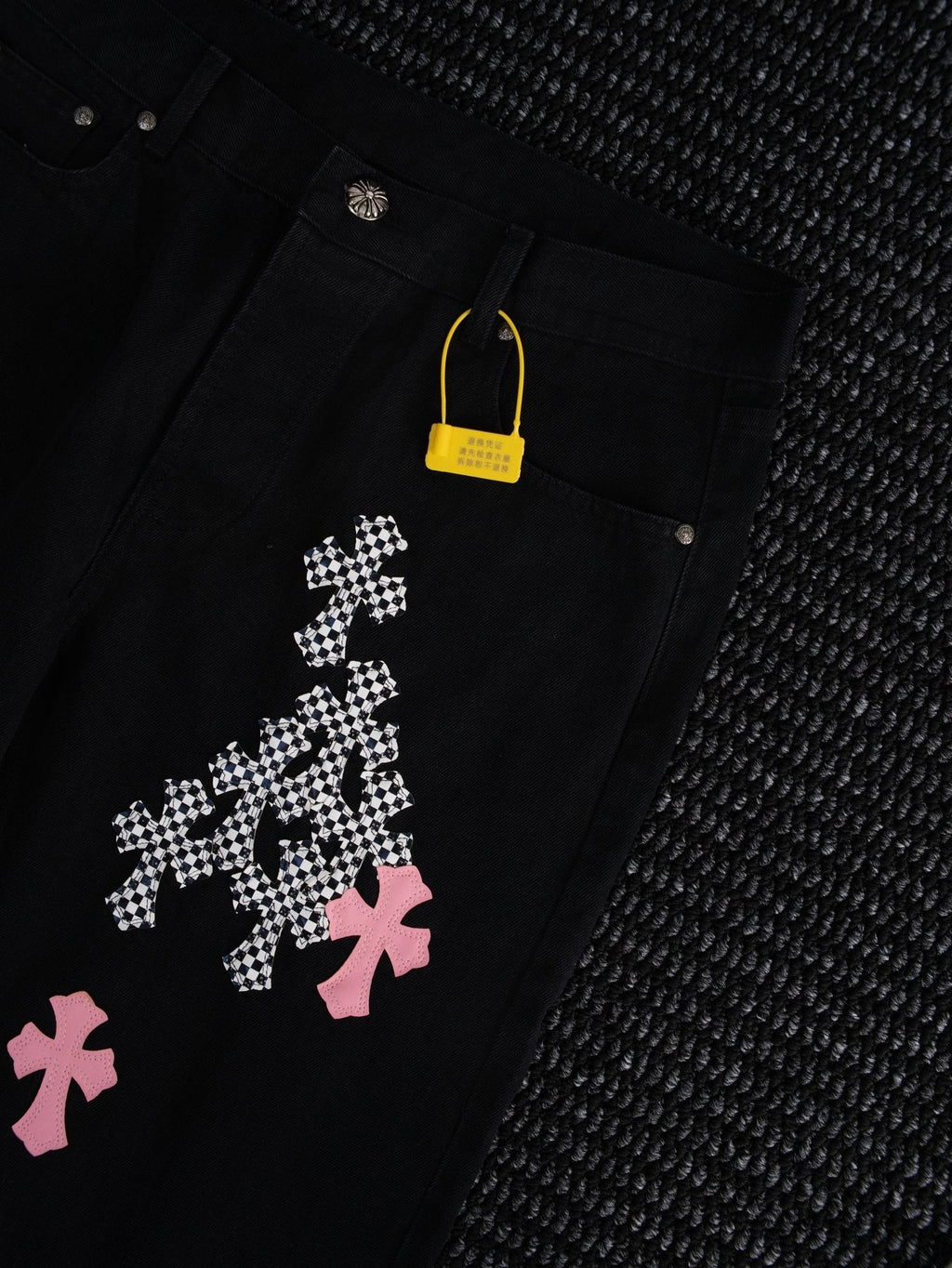 Chrome Hearts Cross Graphic Black Denim Pants — detail