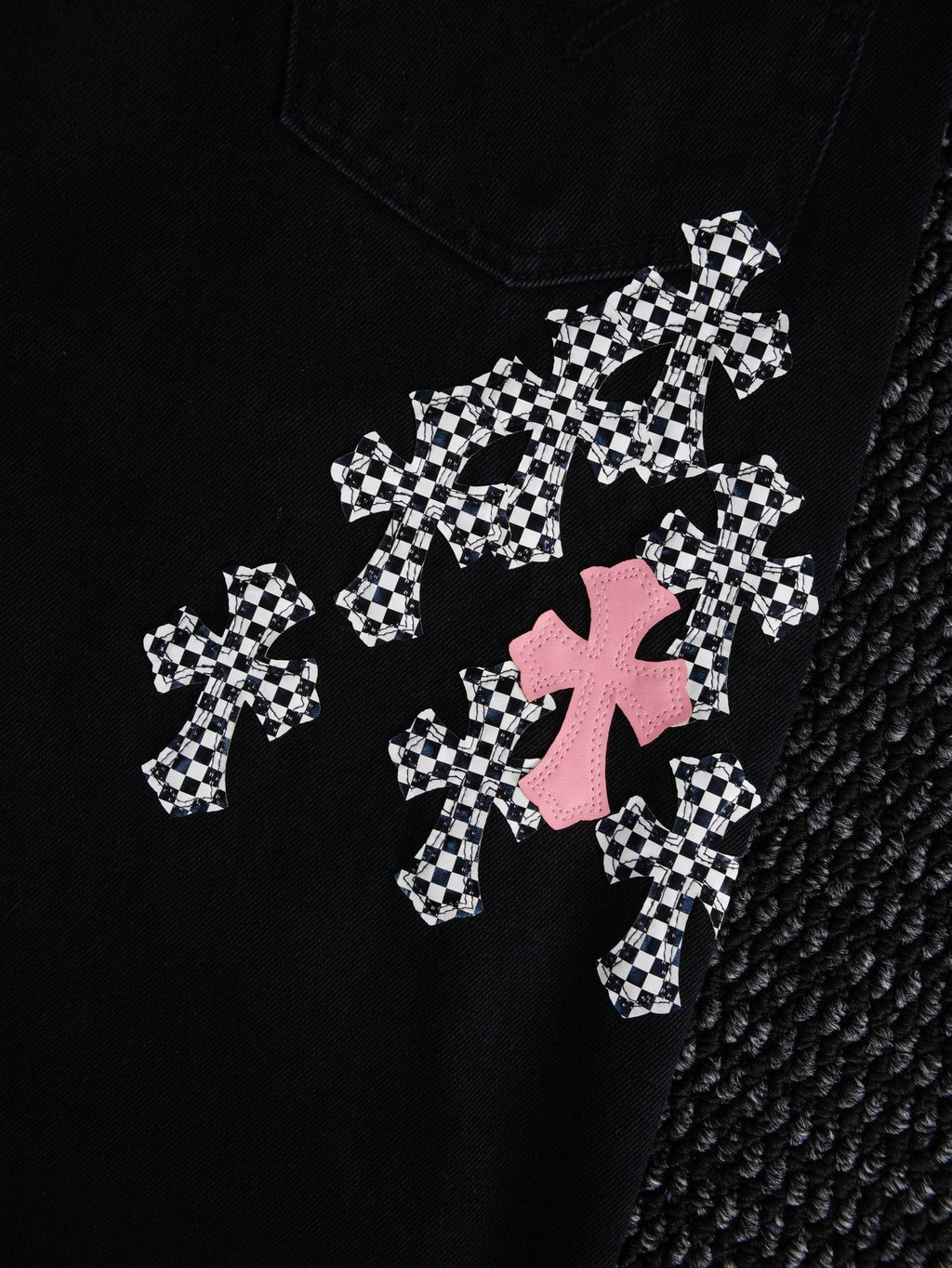 Chrome Hearts Cross Graphic Black Denim Pants — detail