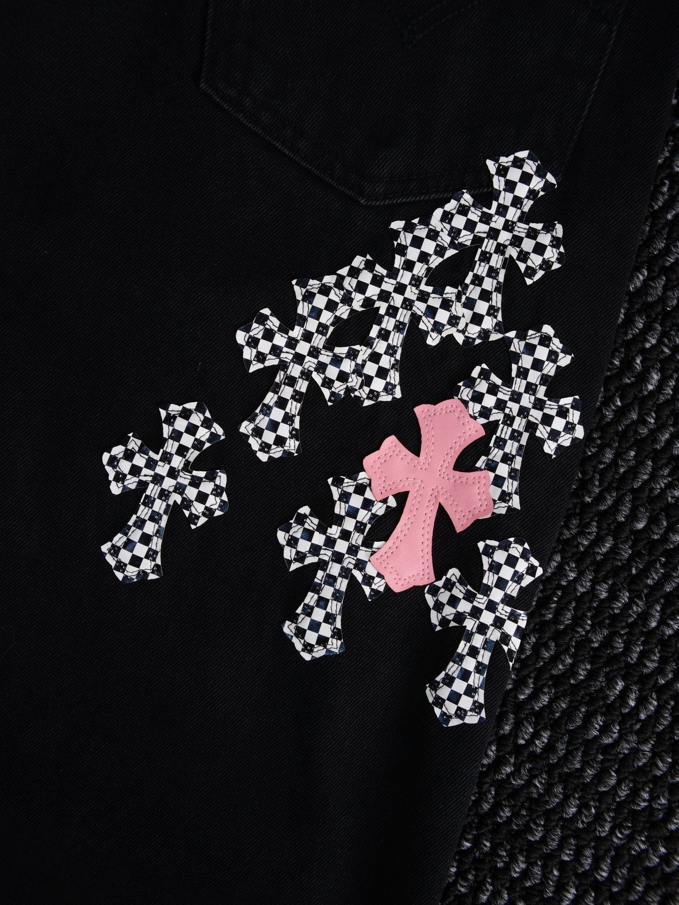 Chrome Hearts Cross Graphic Black Denim Pants — detail