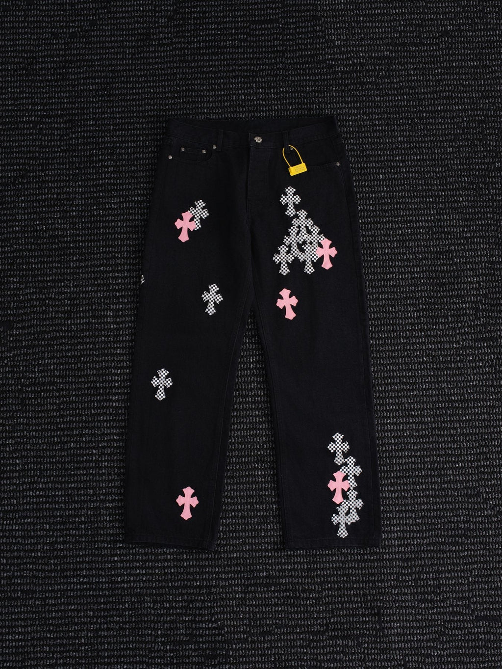 Chrome Hearts Cross Graphic Black Denim Pants — front