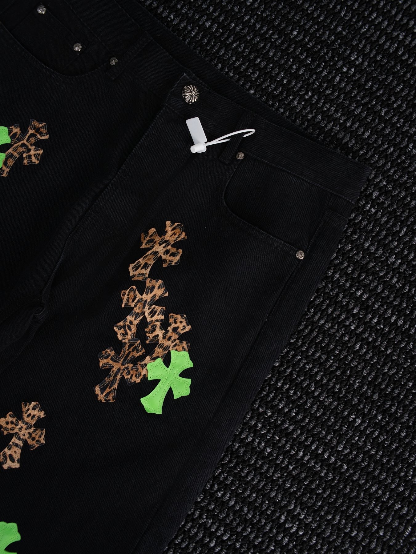 Chrome Hearts Leopard Cross Graphic Denim Pants — front