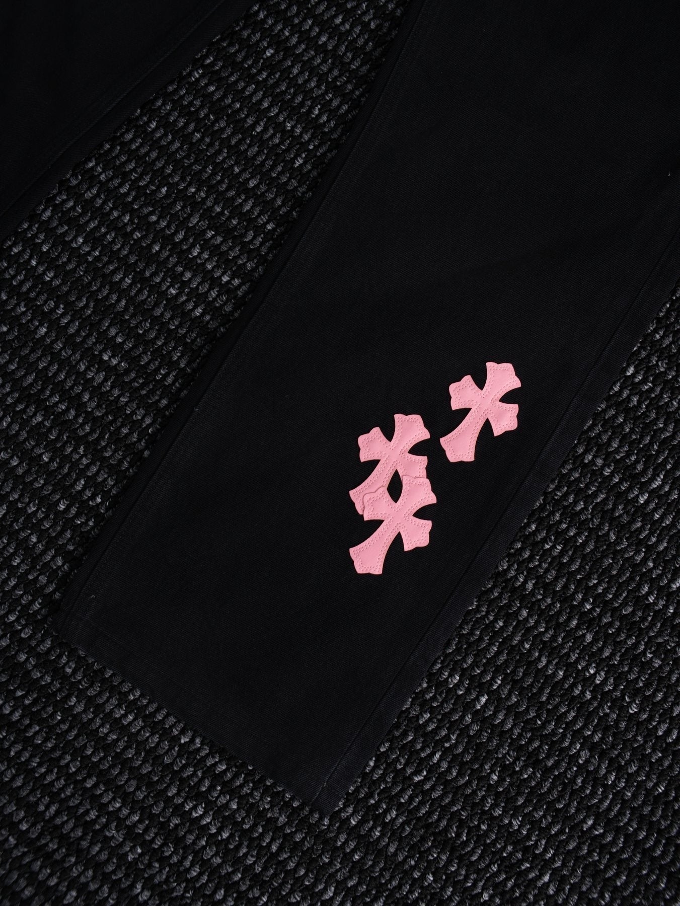 Chrome Hearts Pink Cross Patch Black Jeans — detail