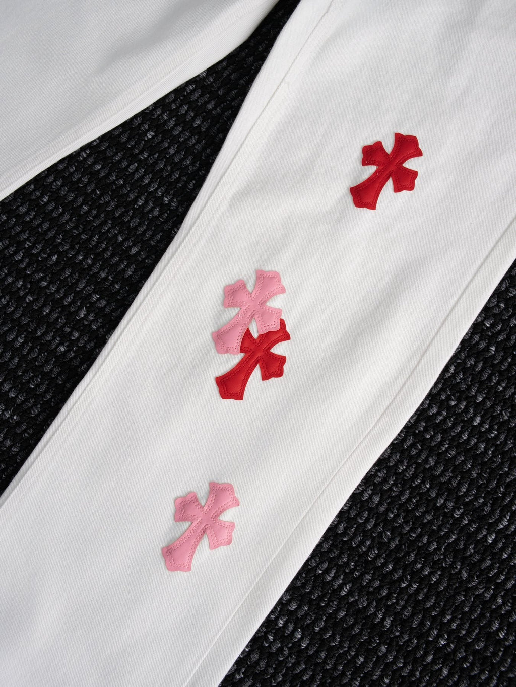 Chrome Hearts White Cross Patch Jeans — detail