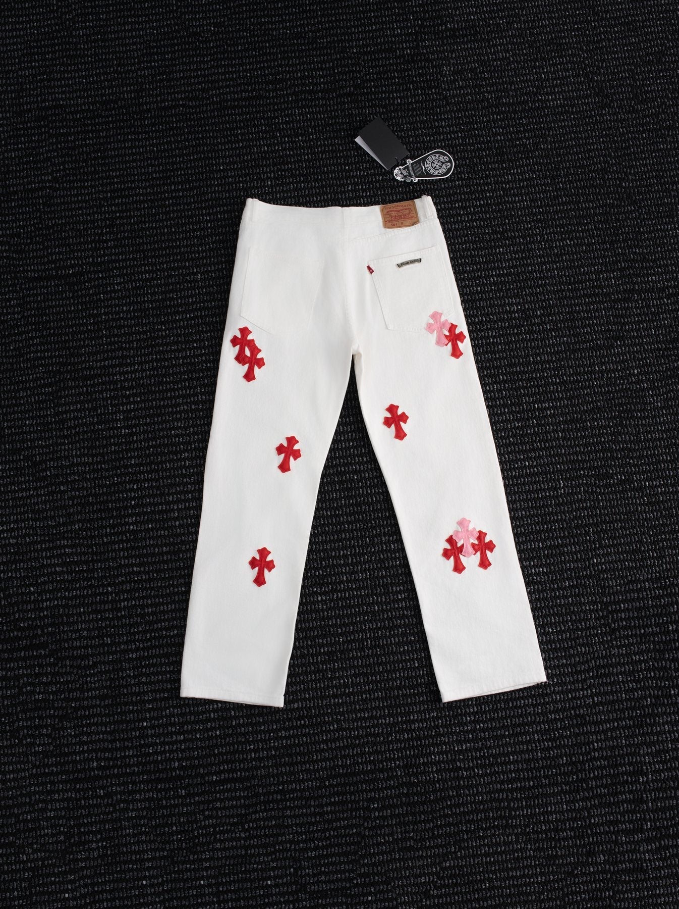 Chrome Hearts White Cross Patch Jeans — front