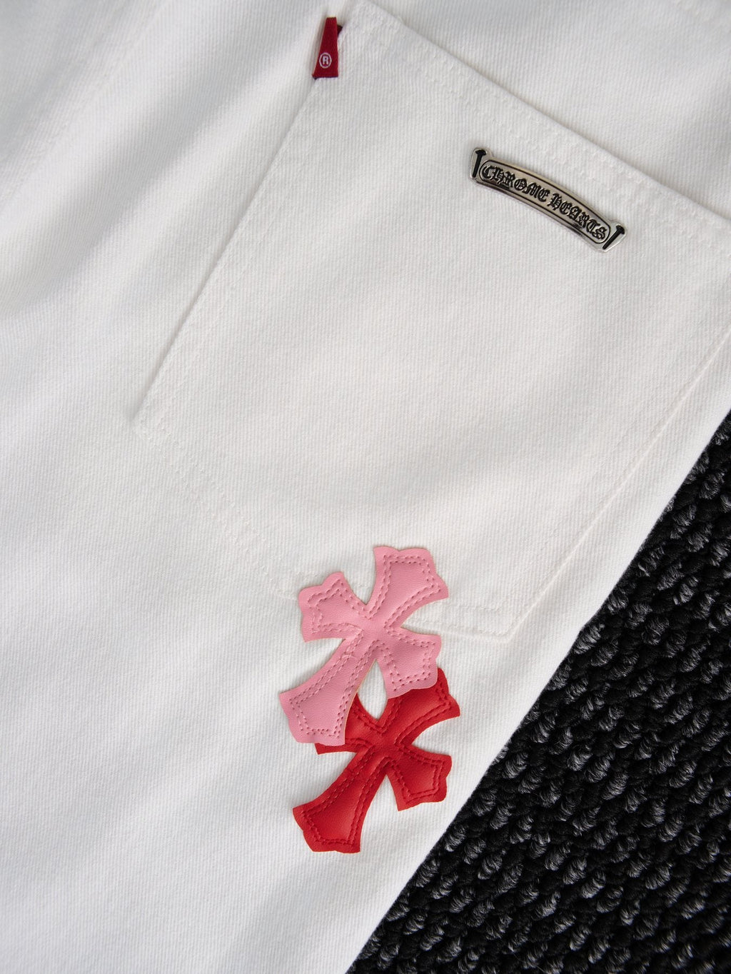 Chrome Hearts White Cross Patch Jeans — detail