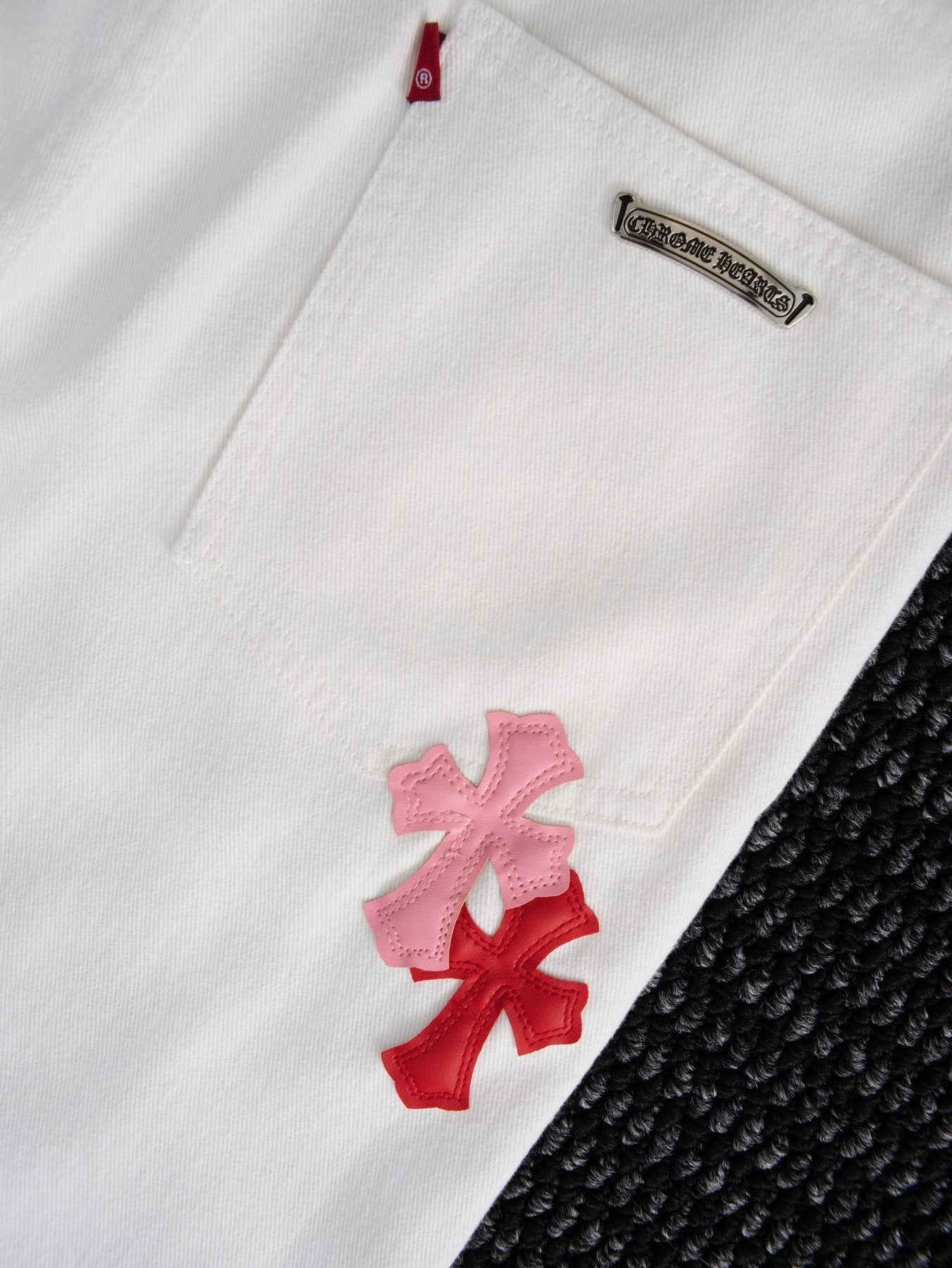 Chrome Hearts White Cross Patch Jeans — detail