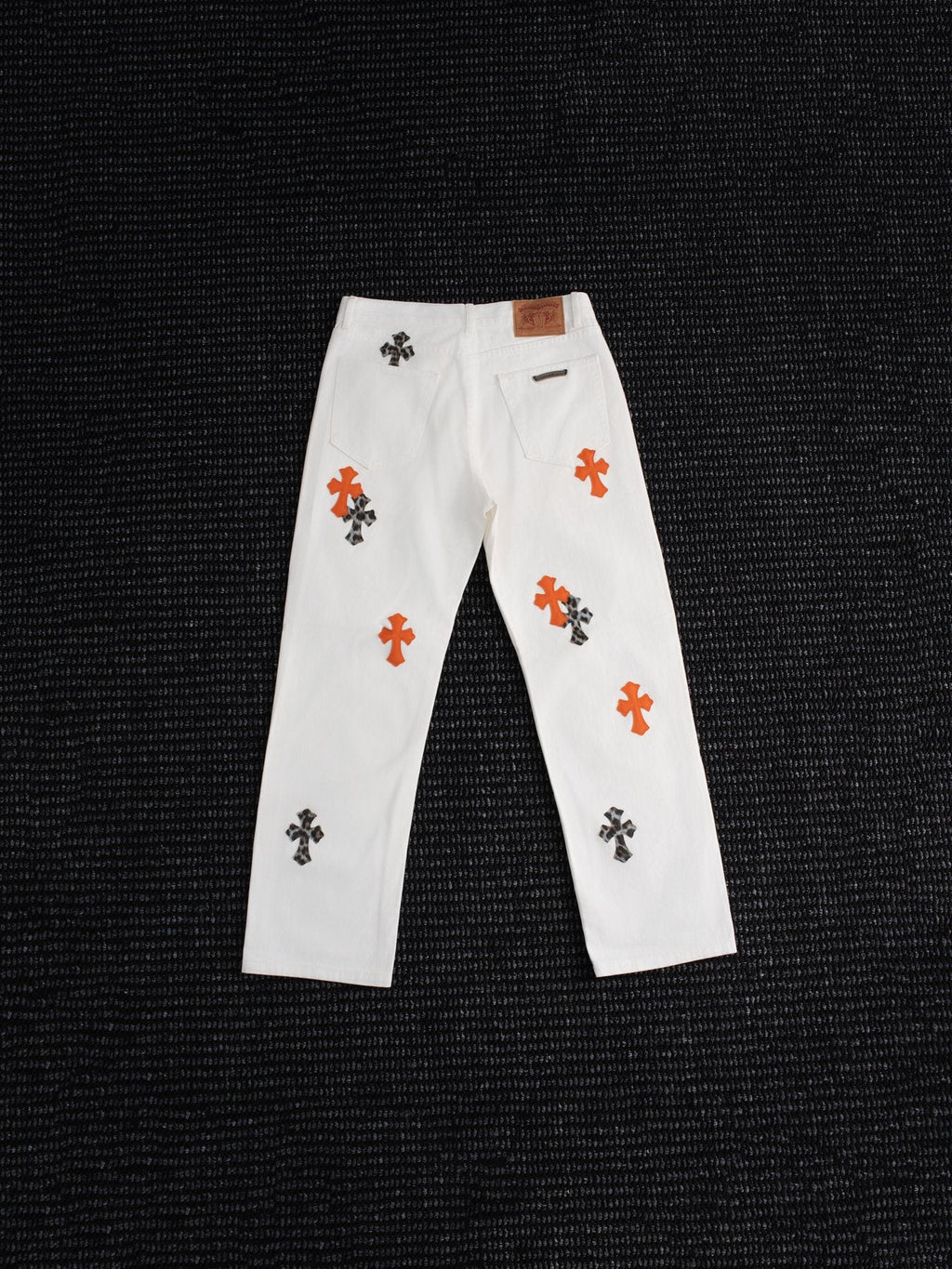 Chrome Hearts Cross Patch White Jeans — back