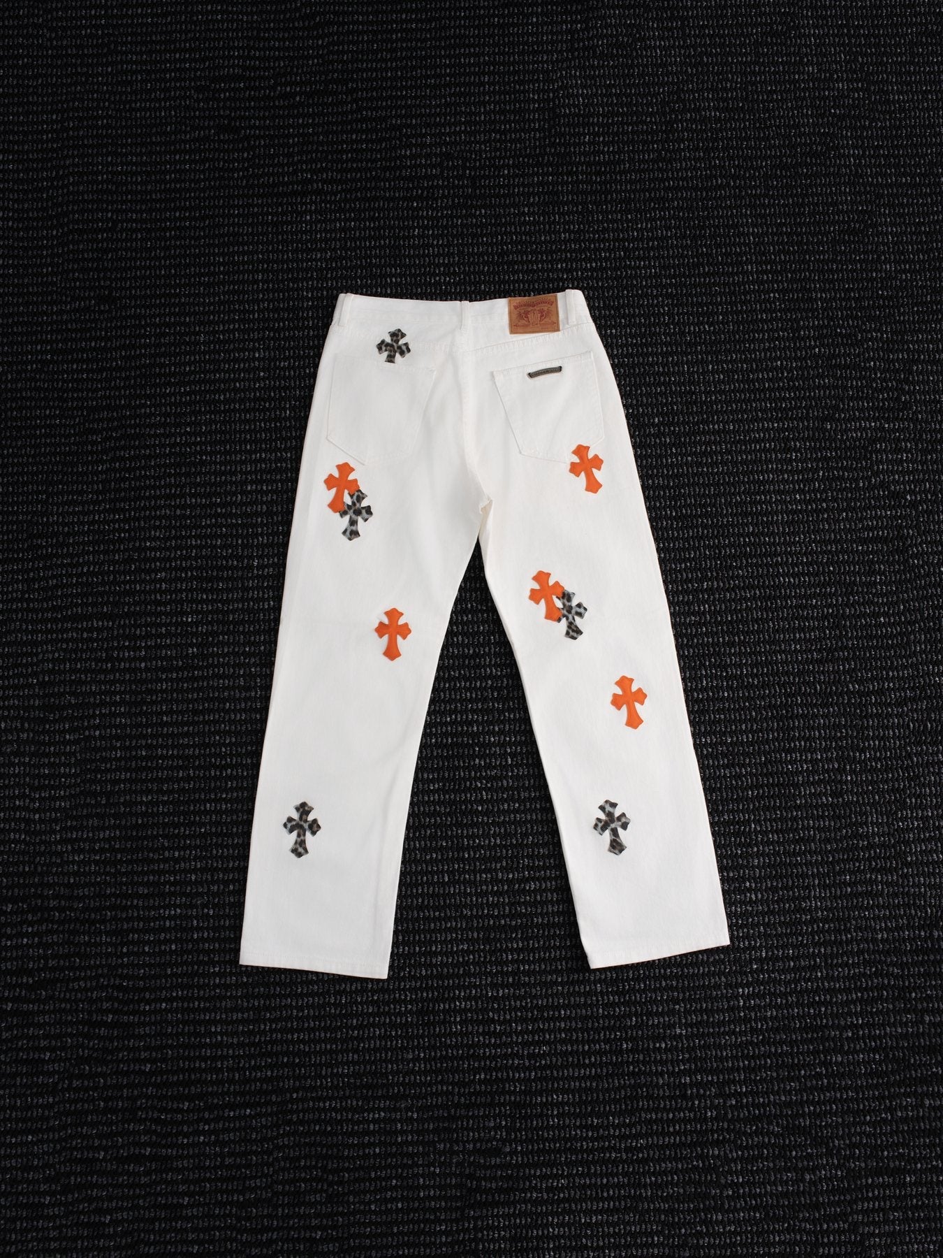 Chrome Hearts Cross Patch White Jeans — back