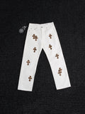 Chrome Hearts Leopard Cross Patch White Jeans — hero