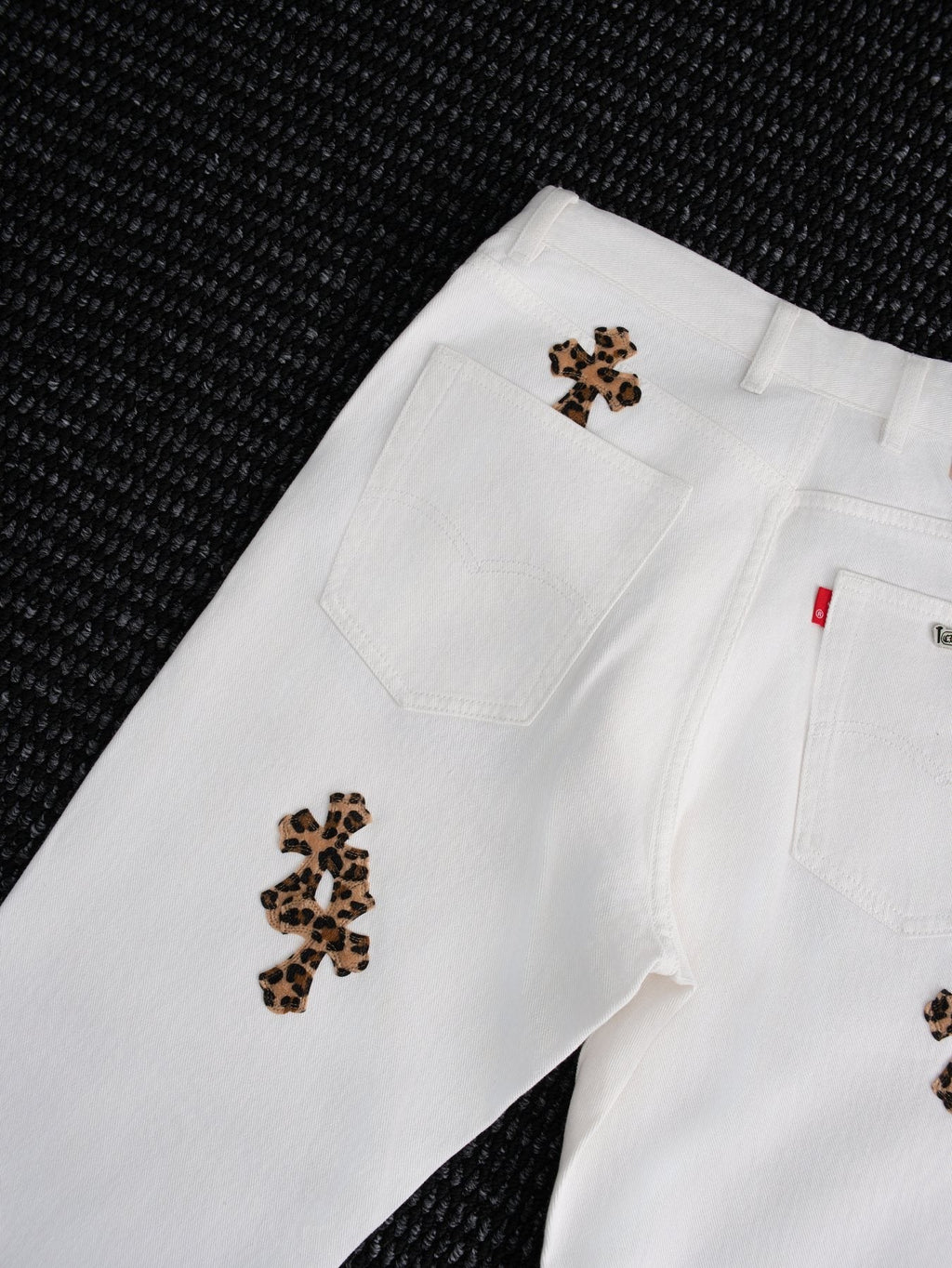 Chrome Hearts White Cross Applique Graphic Jeans — detail