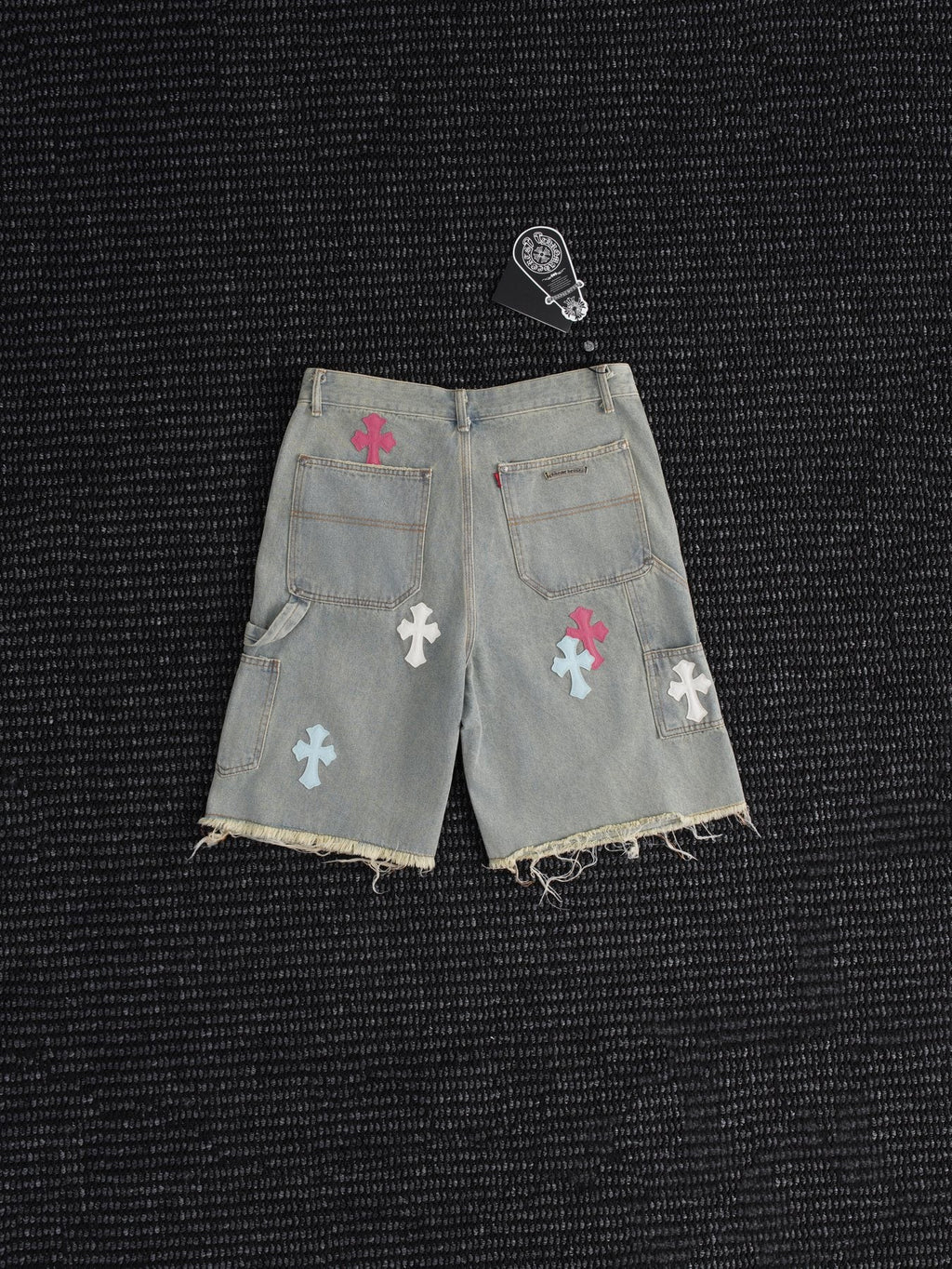 Chrome Hearts Cross Patch Light Blue Denim Shorts — back