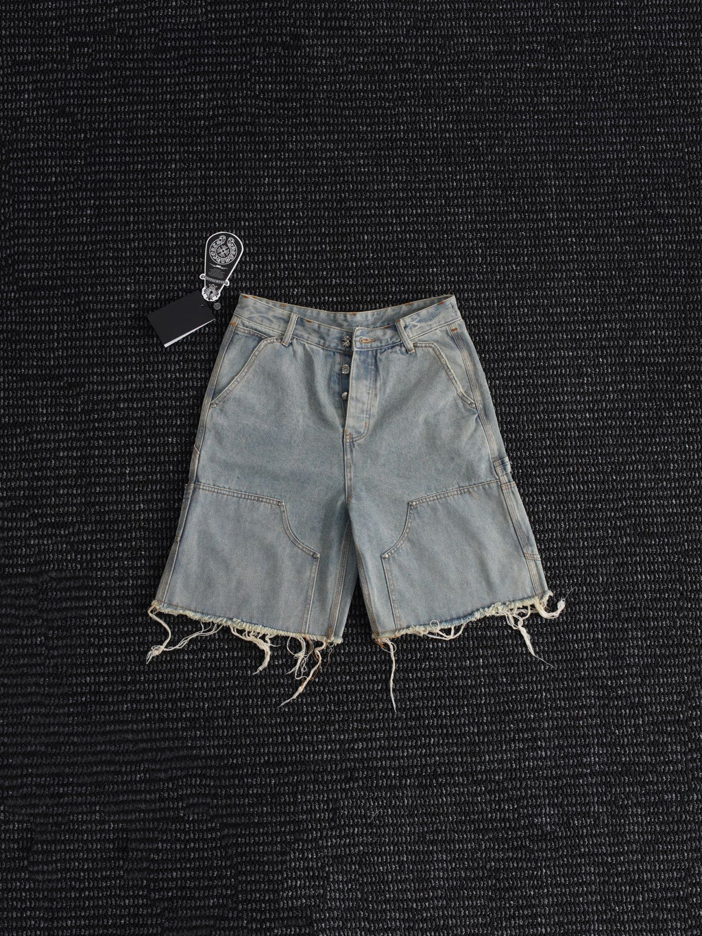 Chrome Hearts Light Blue Washed Denim Shorts — hero