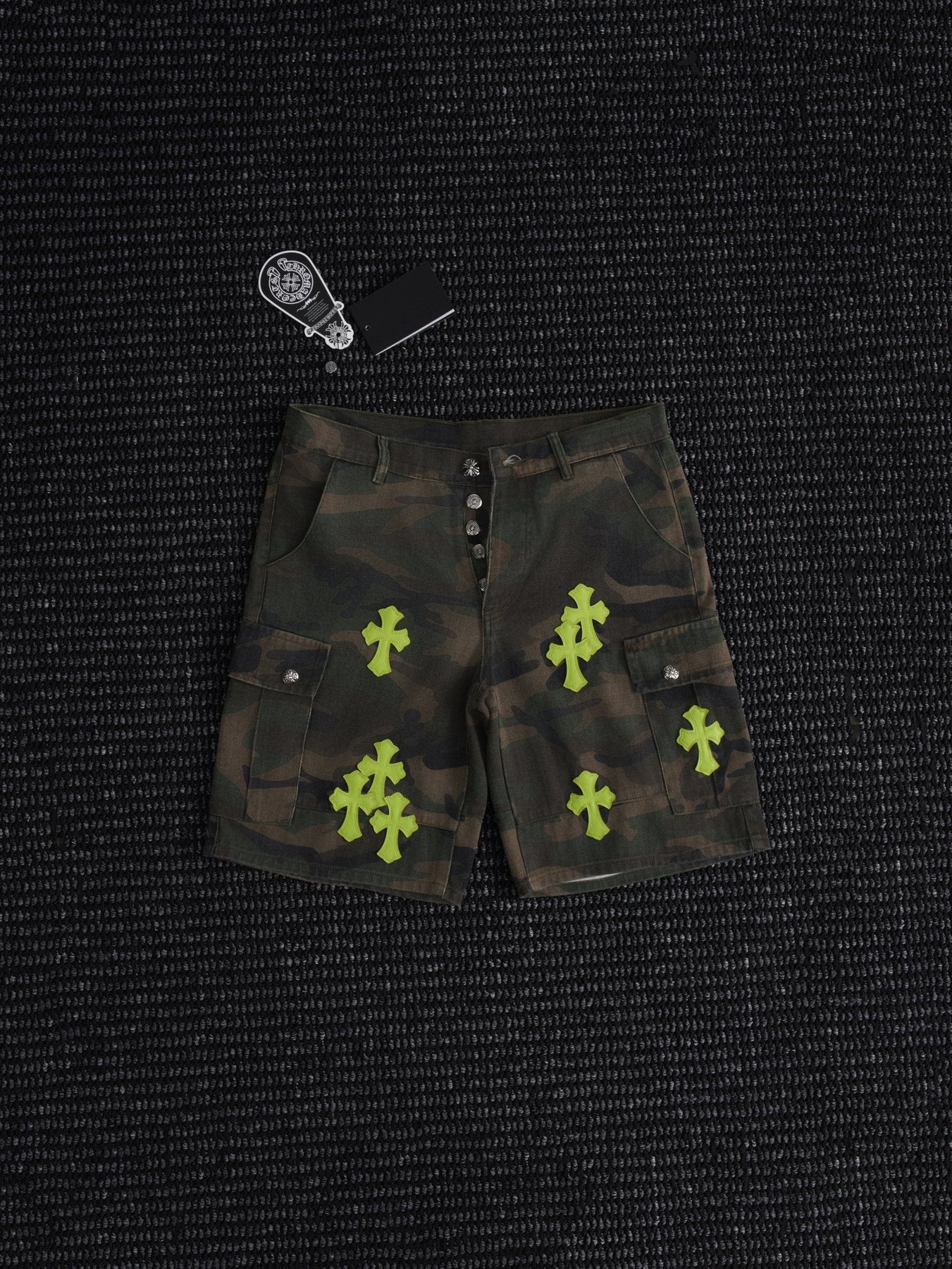 Chrome Hearts Camo Cross Patch Cargo Shorts — front