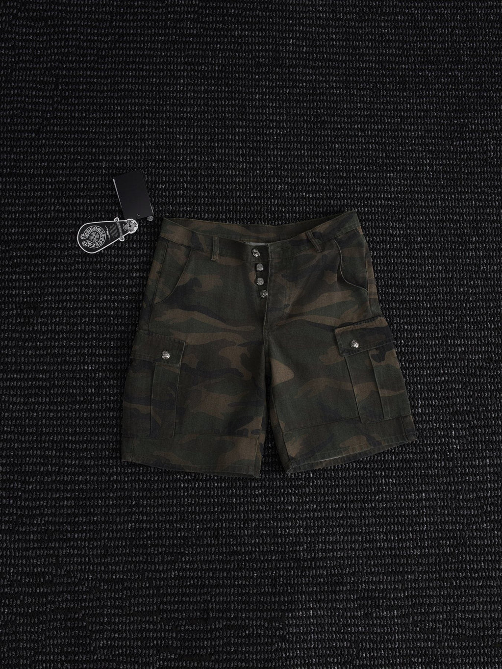 Chrome Hearts Green Camo Cargo Shorts — front