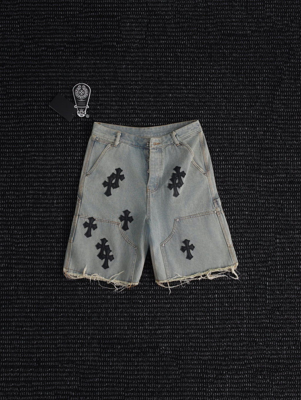 Chrome Hearts Cross Patch Denim Shorts — hero
