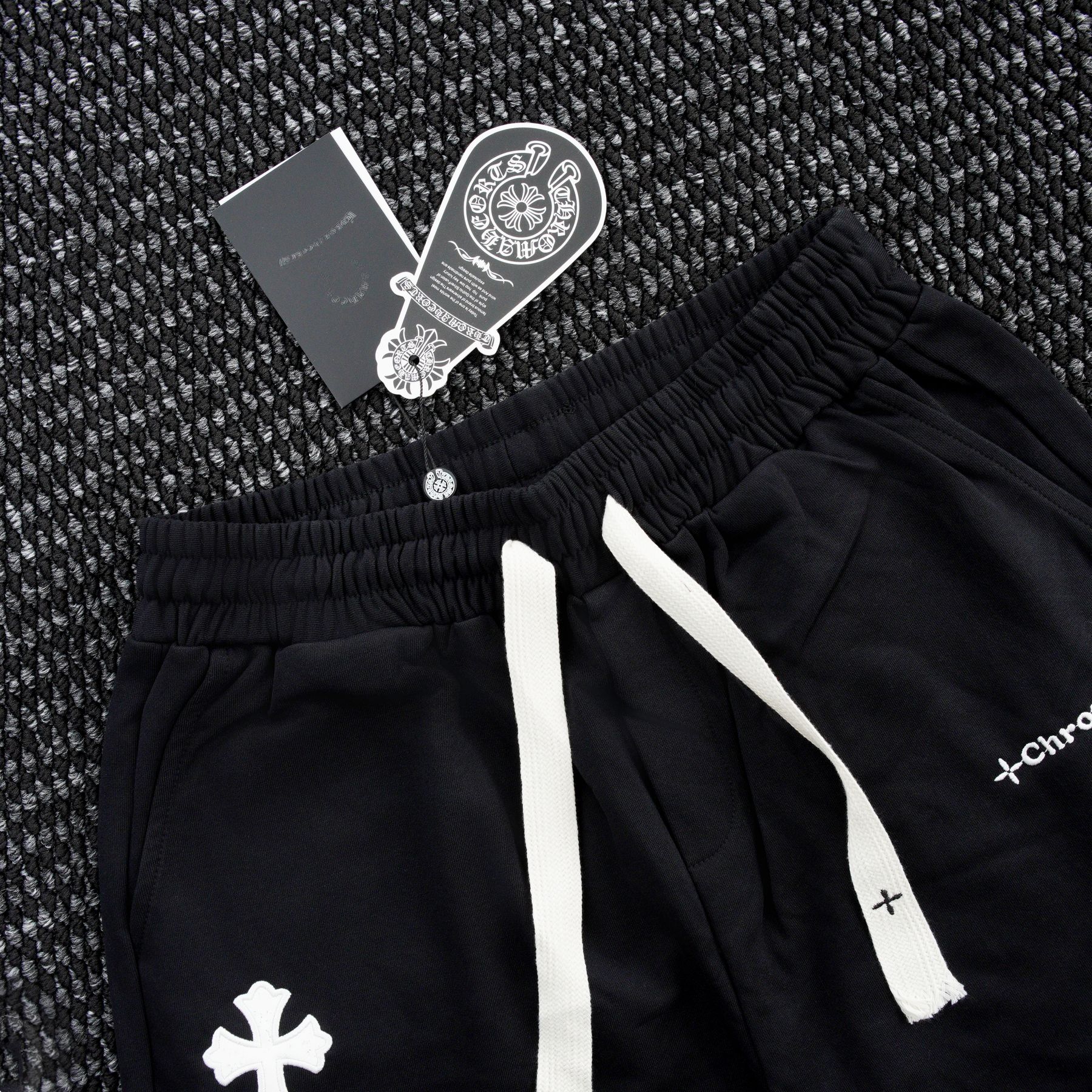 Chrome Hearts Cross Patch Drawstring Shorts — detail