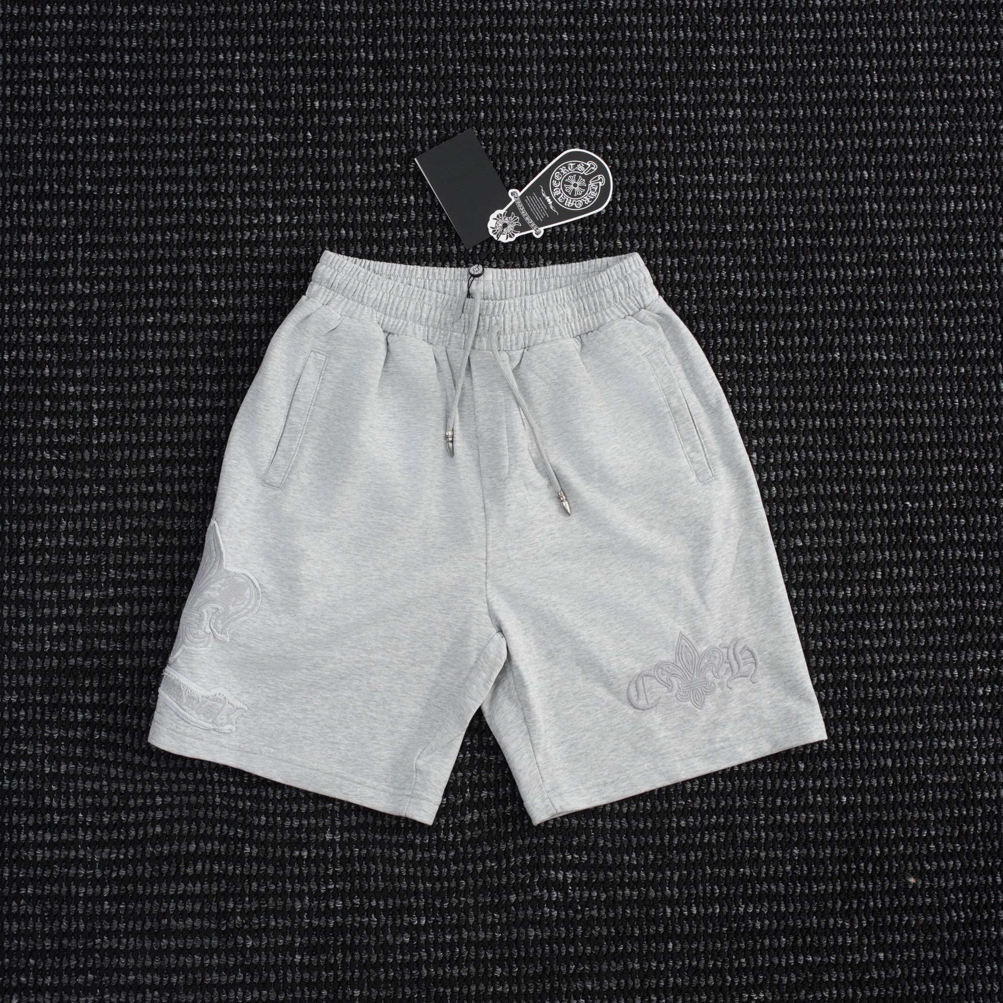 Chrome Hearts Tonal Sanskrit Cross Embroidered Shorts — hero