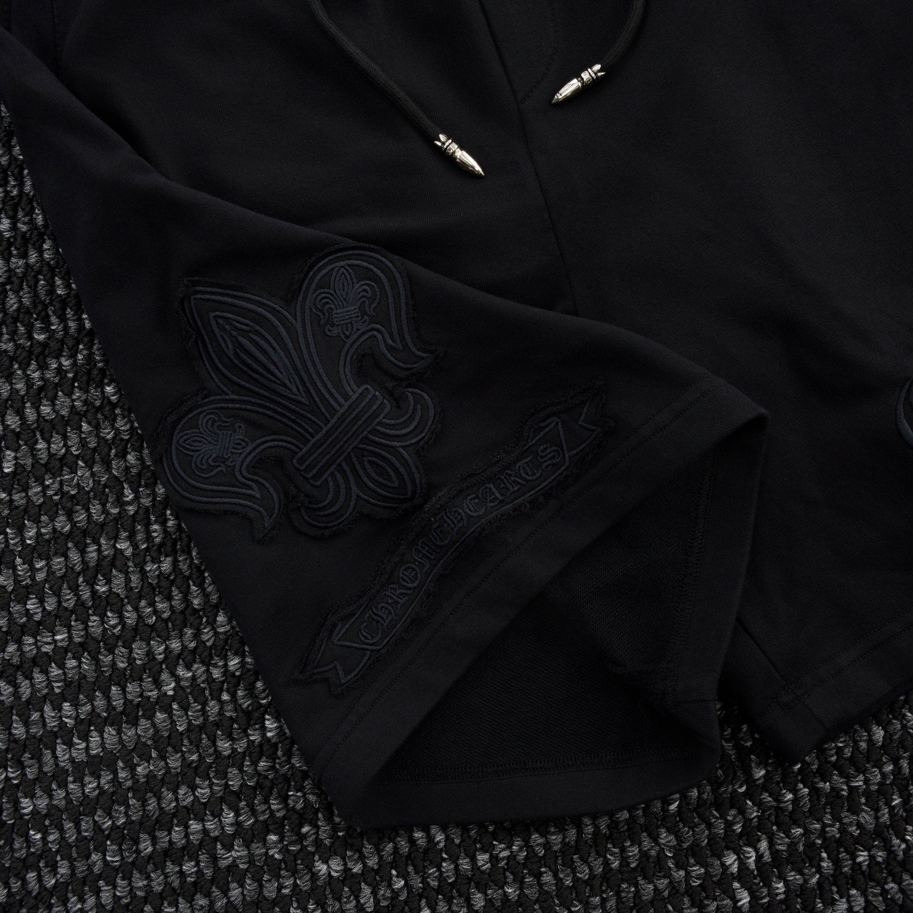 Chrome Hearts Tonal Sanskrit Cross Embroidered Shorts — detail