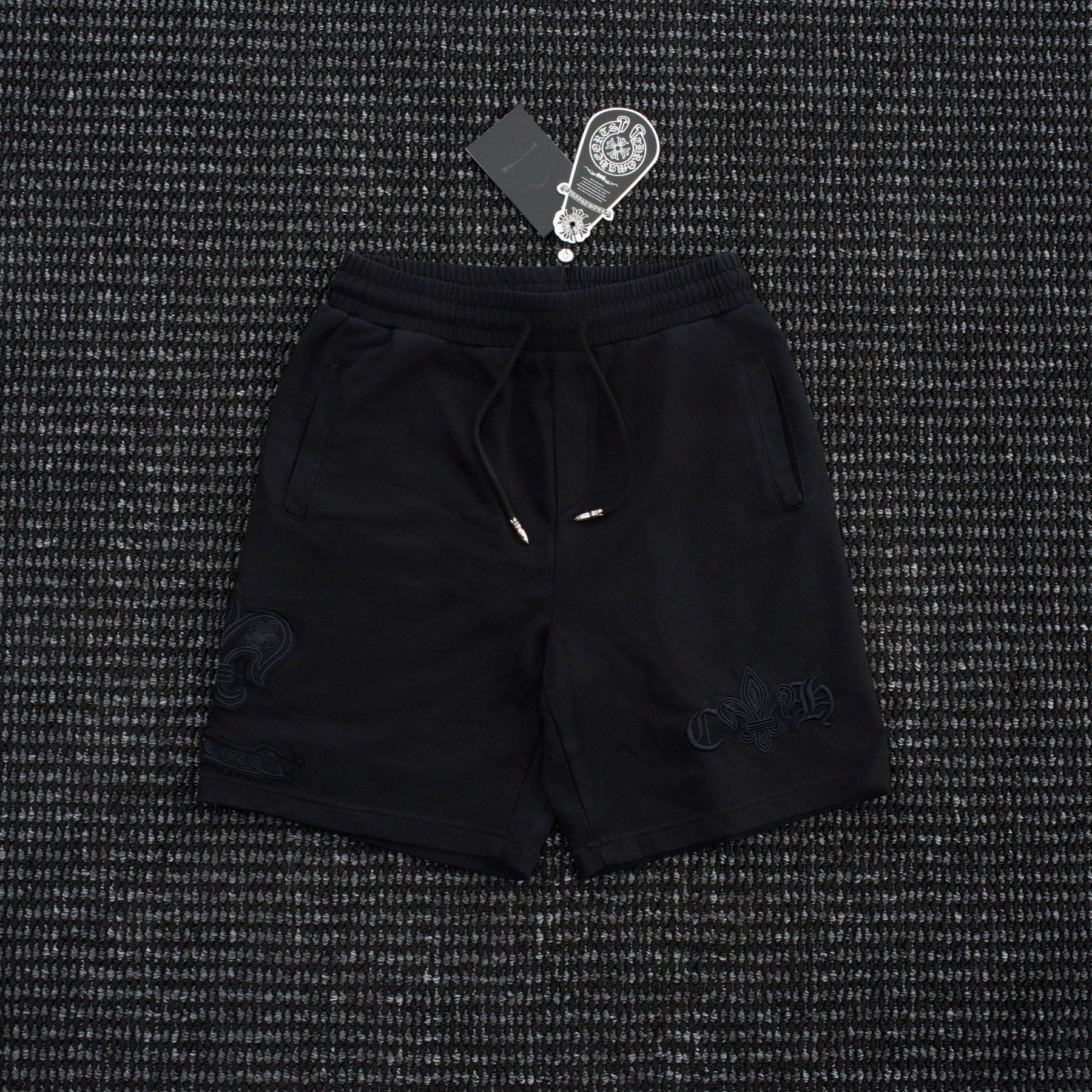 Chrome Hearts Tonal Sanskrit Cross Embroidered Shorts — front
