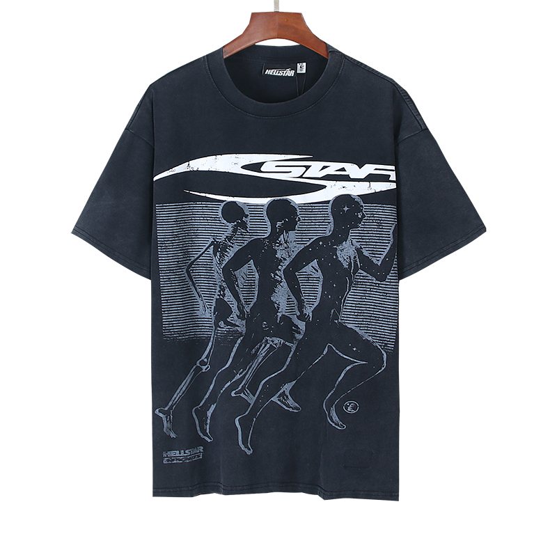 Hellstar Washed Dark Navy Graphic T-Shirt — front