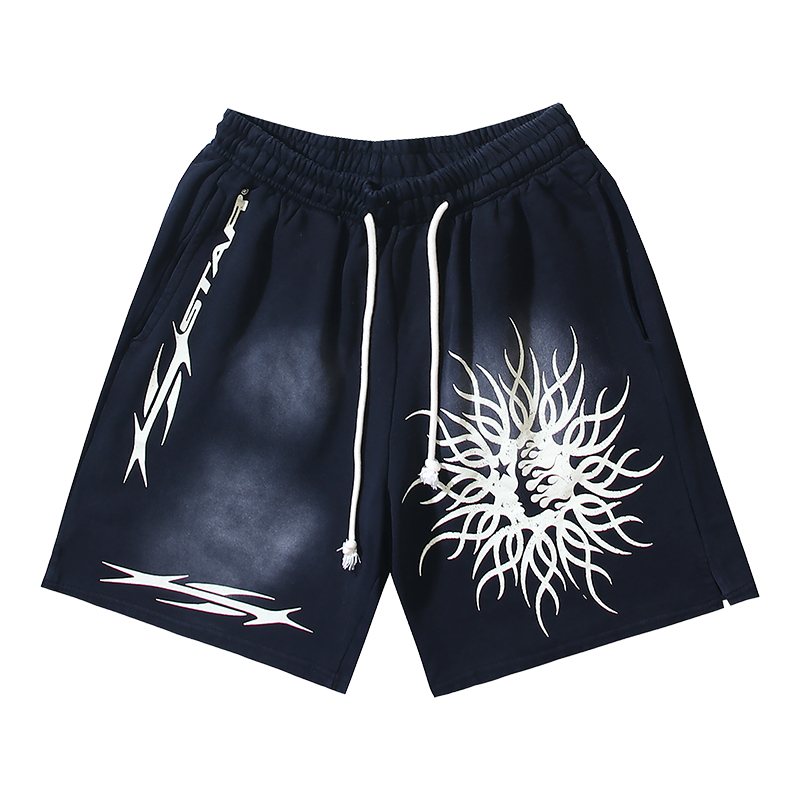 Hellstar Washed Black Graphic Shorts — hero