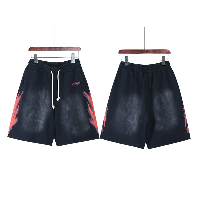 Hellstar Washed Black Lightning Graphic Shorts — front