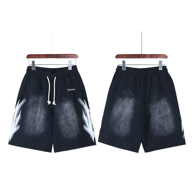 Hellstar Washed Black Lightning Graphic Shorts — front