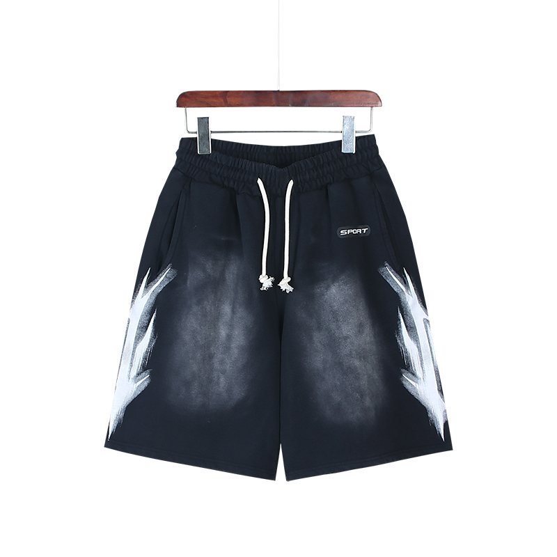 Hellstar Washed Black Lightning Graphic Shorts — front