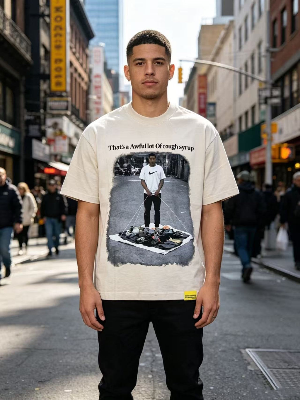 THAT'S A AWFUL LOT OF COUGH SYRUP Short-Sleeve Graphic T-Shirt — model