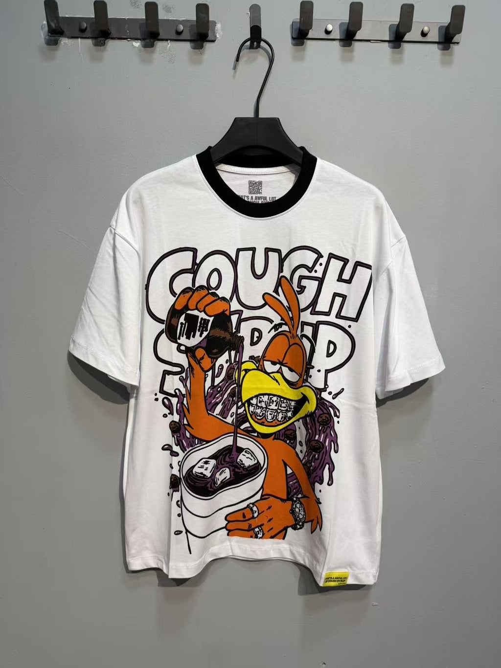 THAT'S A AWFUL LOT OF COUGH SYRUP Cartoon Ringer T-Shirt — front