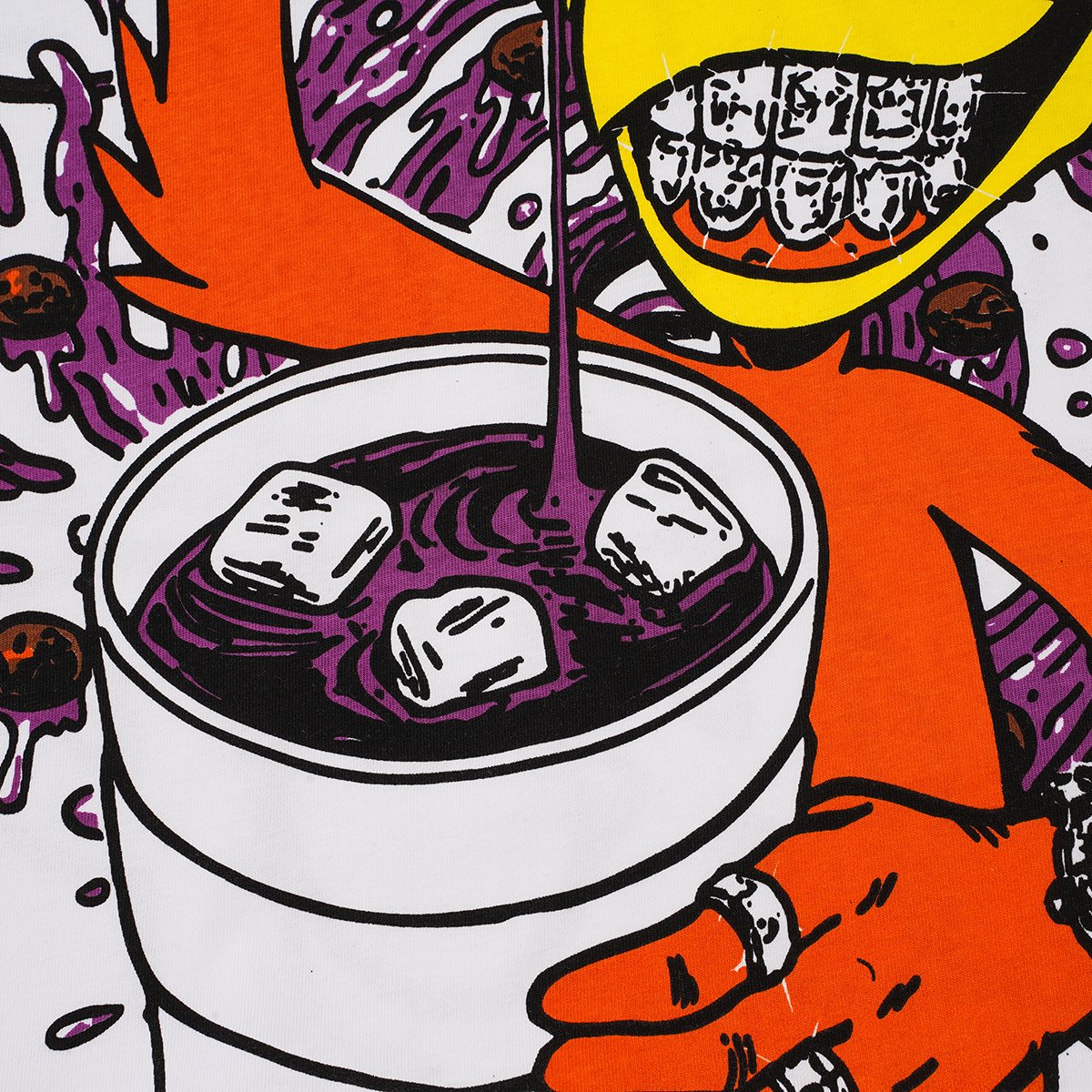 THAT'S A AWFUL LOT OF COUGH SYRUP Cartoon Ringer T-Shirt — detail
