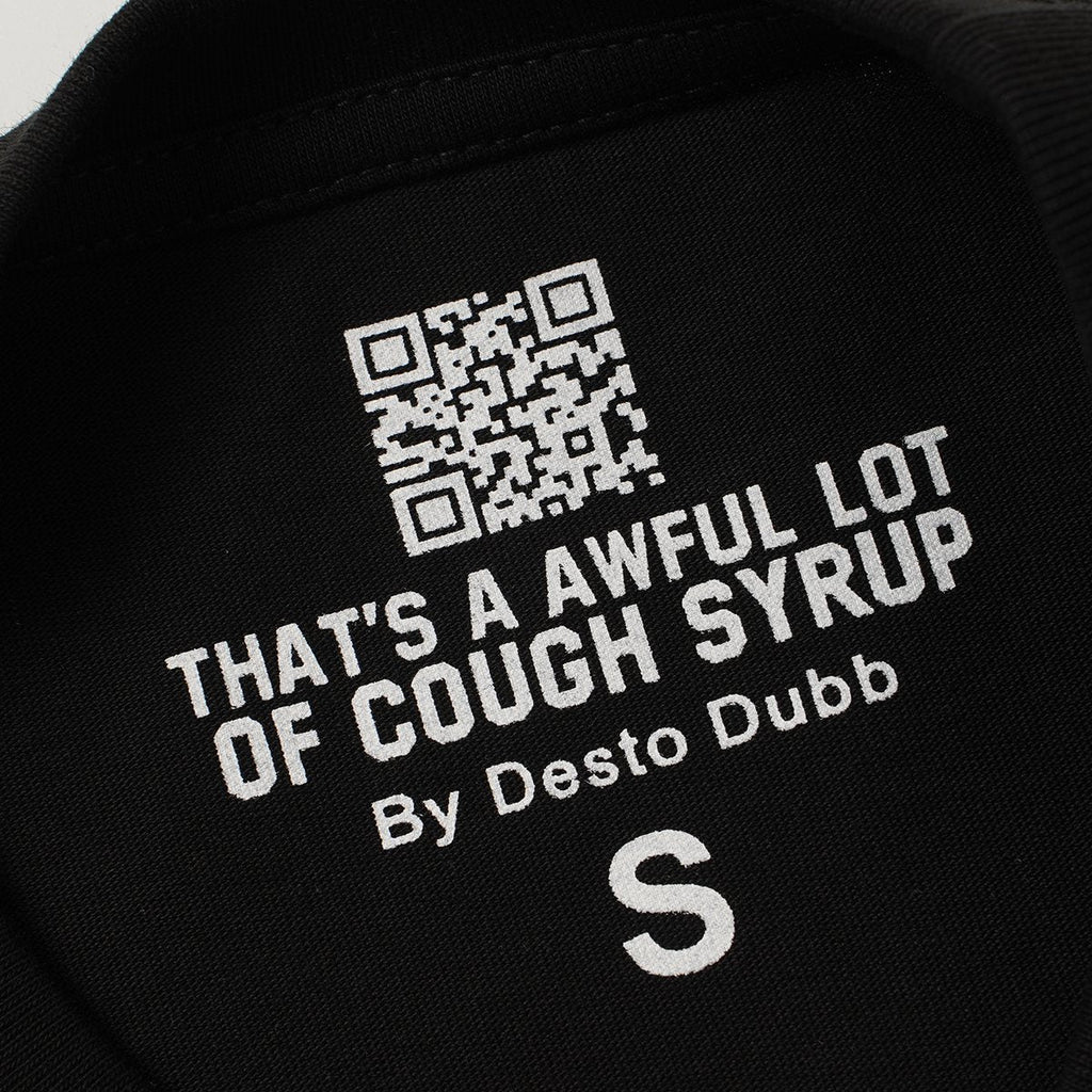 THAT'S A AWFUL LOT OF COUGH SYRUP P47 Graphic Black Short-Sleeve T-Shirt — neck_label