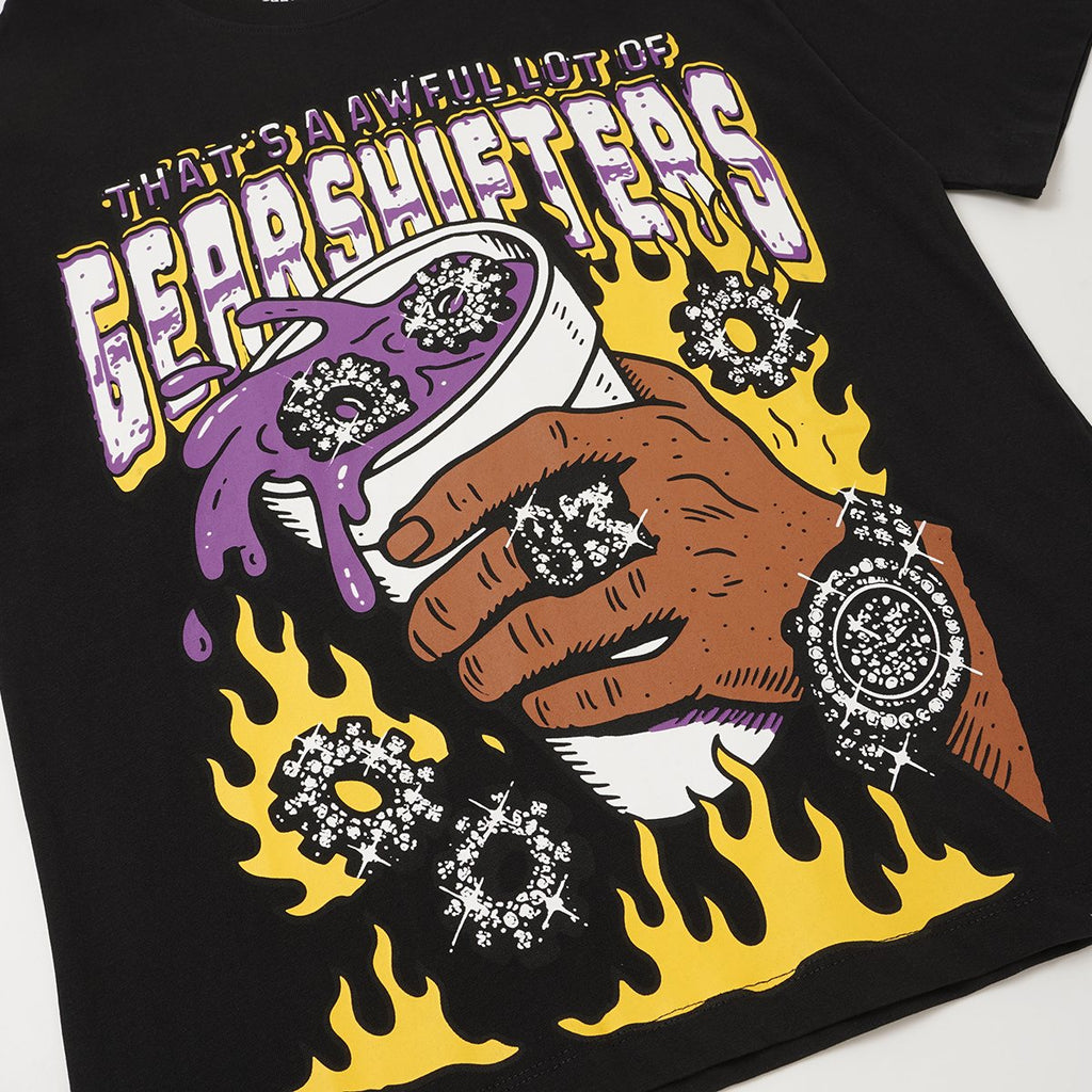 THAT'S A AWFUL LOT OF COUGH SYRUP Black Front & Back Graphic T-Shirt — detail