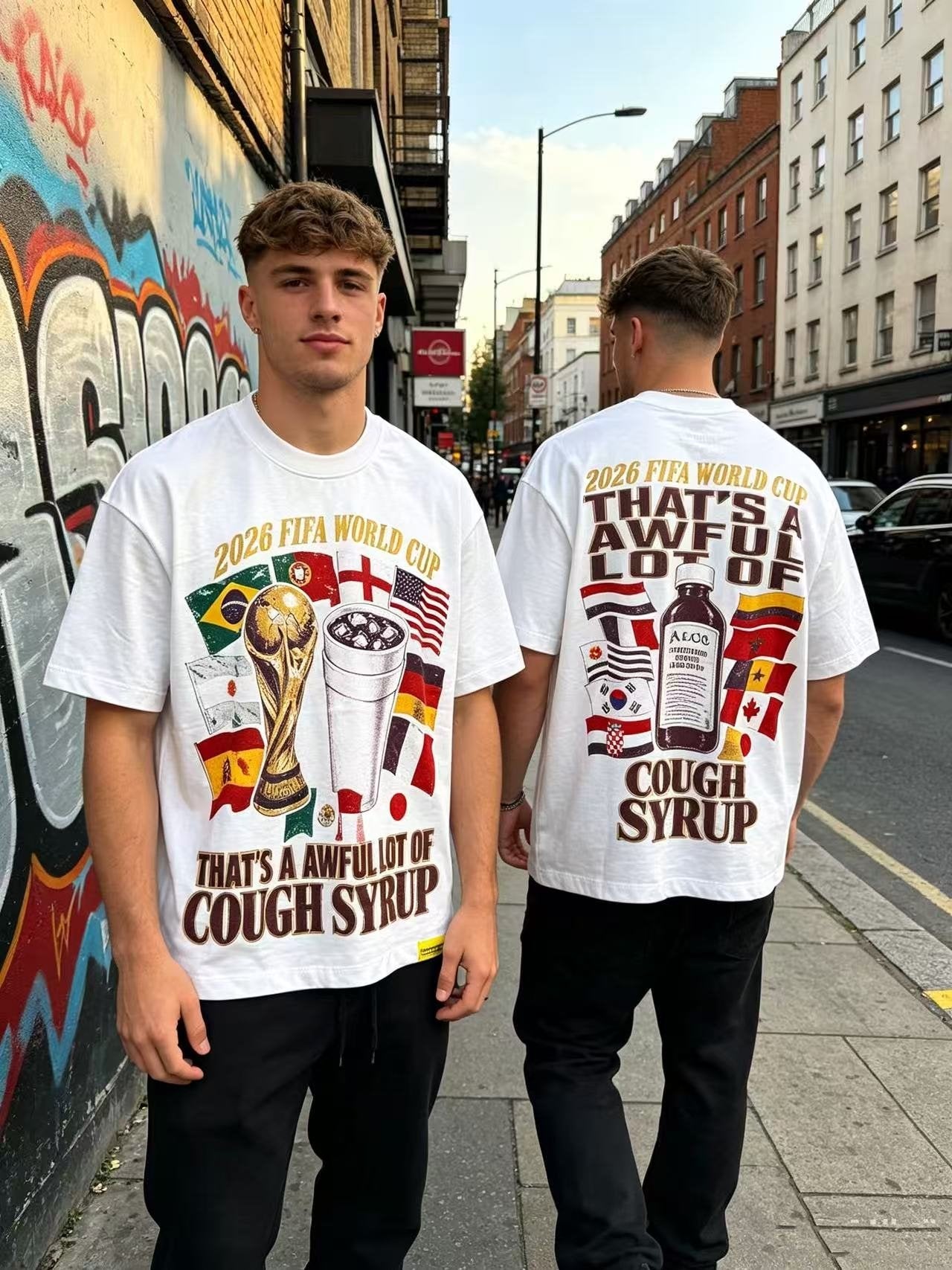 THAT'S A AWFUL LOT OF COUGH SYRUP World Cup Graphic Short-Sleeve T-Shirt — context