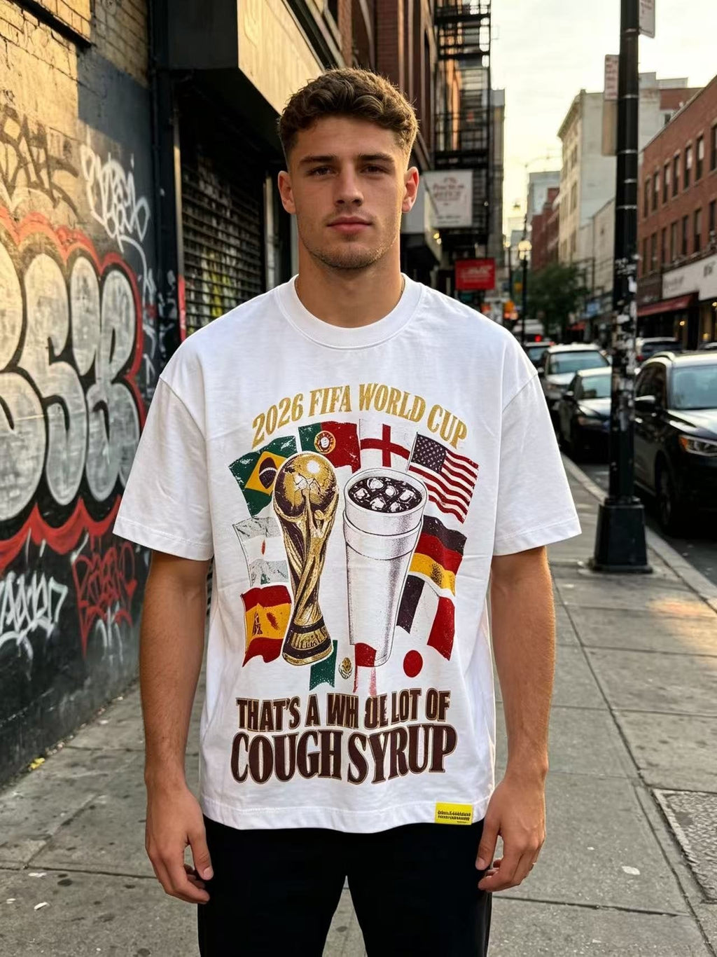 THAT'S A AWFUL LOT OF COUGH SYRUP World Cup Graphic Short-Sleeve T-Shirt — hero