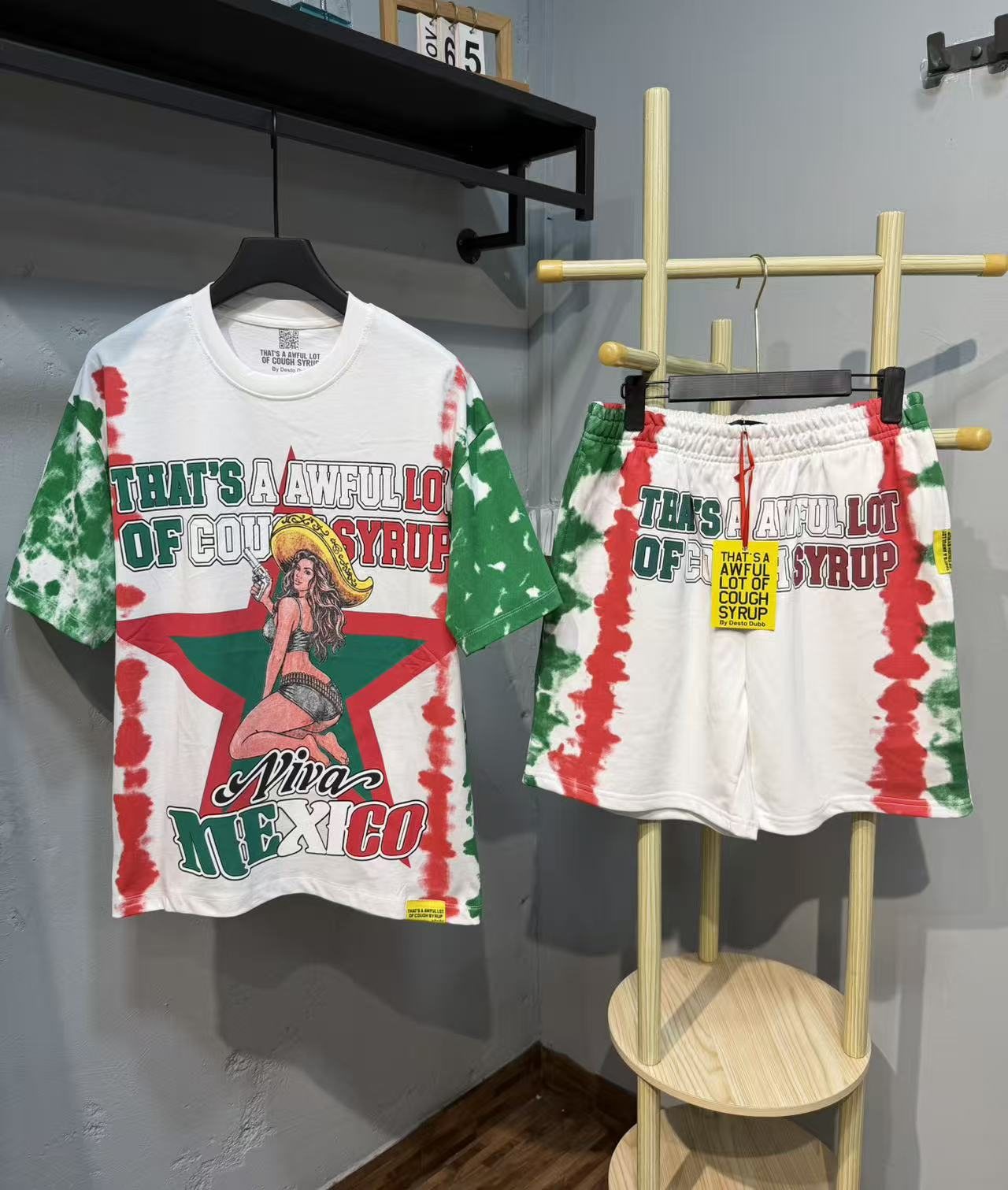 THAT'S A AWFUL LOT OF COUGH SYRUP Cowgirl Graphic Short-Sleeve Set — context