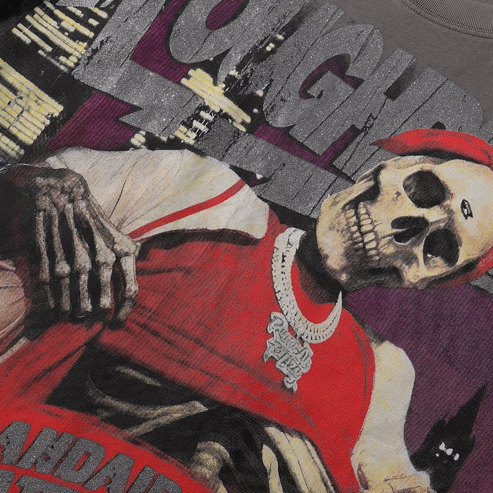 Rough Play Skull Globe Sleeveless T-Shirt — detail