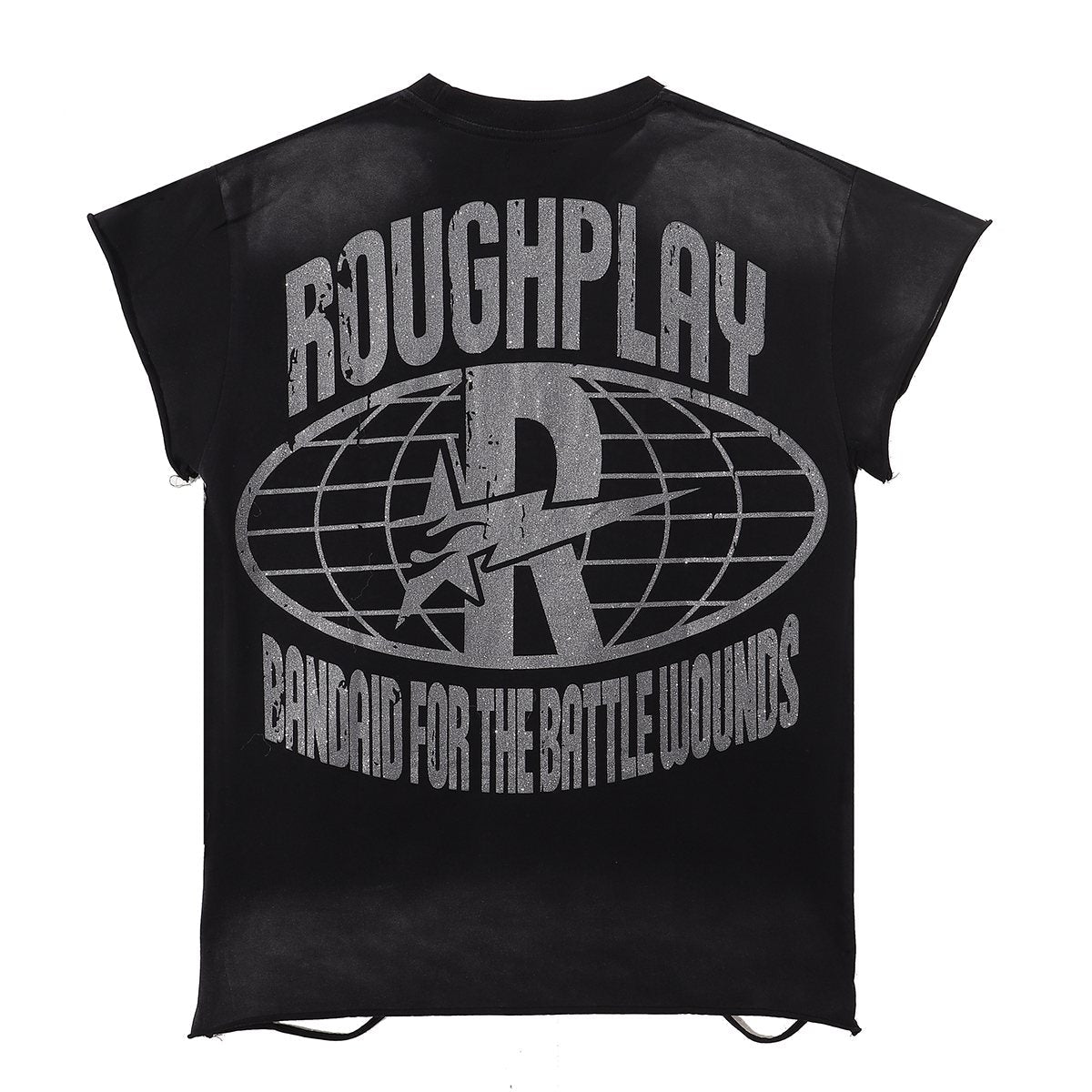 Rough Play Washed Rhinestone Sleeveless T-Shirt — back