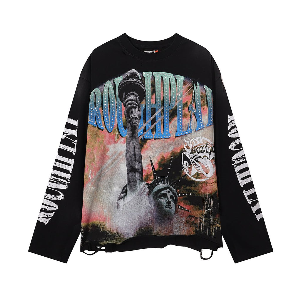 Rough Play Statue of Liberty Graphic Long-Sleeve T-Shirt — hero