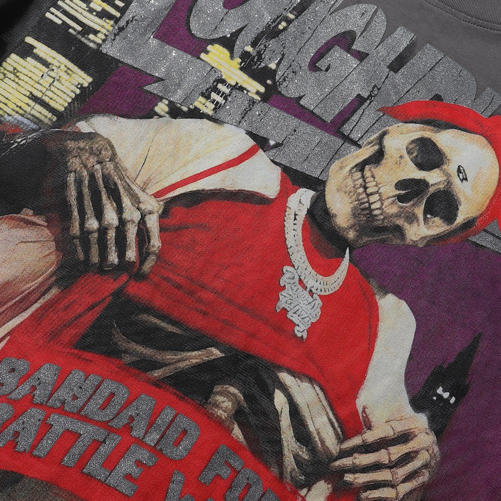 Rough Play Thug Life Skeleton Graphic Long-Sleeve T-Shirt — detail
